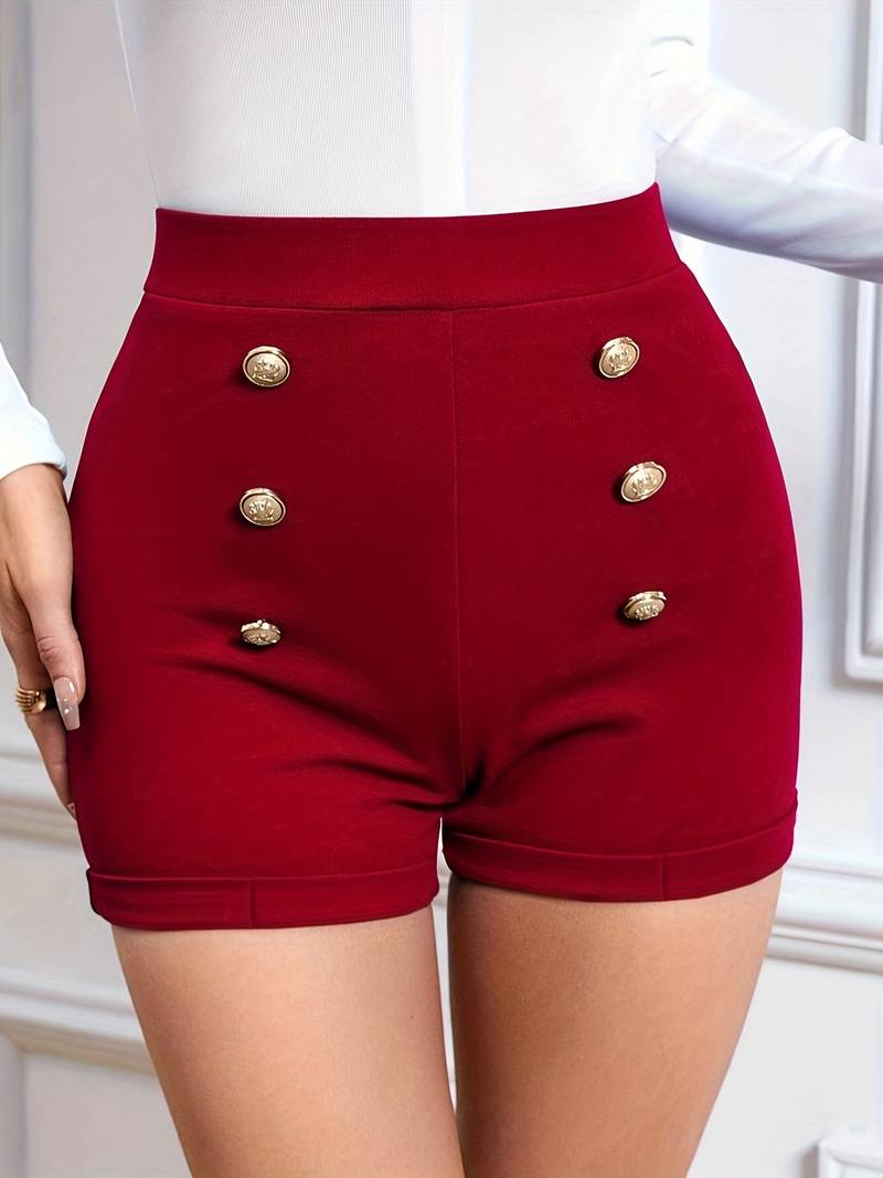 Olivia – shorts mit hohem bund und knopfdekor