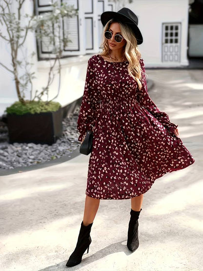 Sophia – allover-print-langarmkleid für frühling und herbst