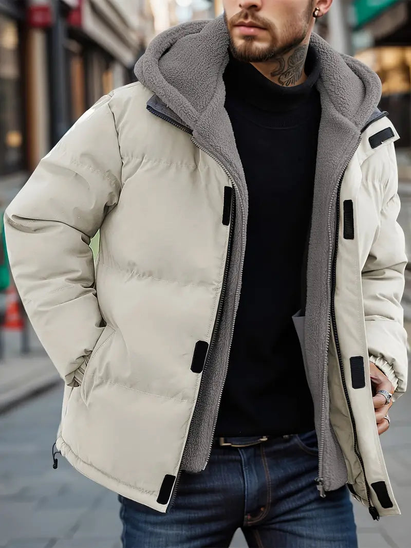 London - zweiteilige kapuzen-pufferjacke für männer - warme fleecejacke für winter und outdoor-aktivitäten