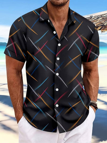 Adam – kurzarm-button-down-shirt mit modischem print