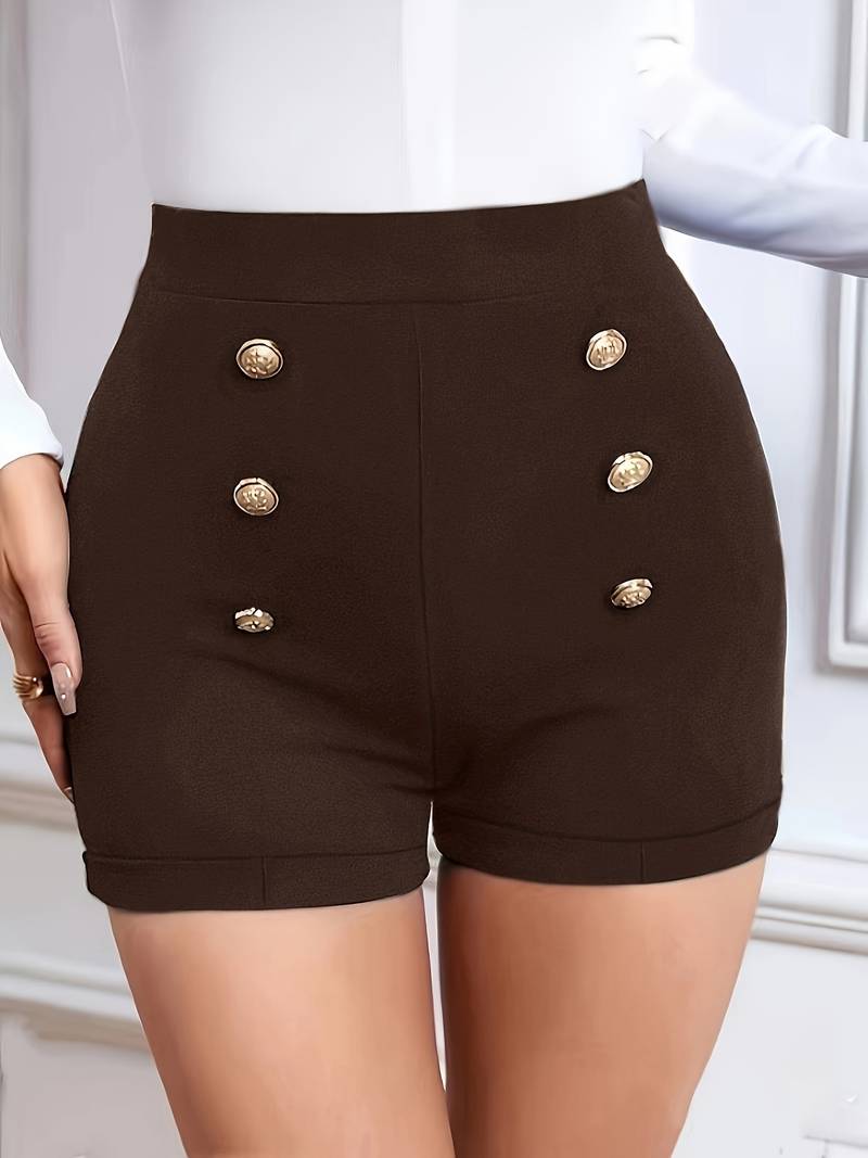 Olivia – shorts mit hohem bund und knopfdekor