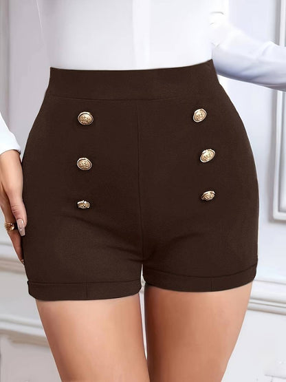 Olivia – shorts mit hohem bund und knopfdekor