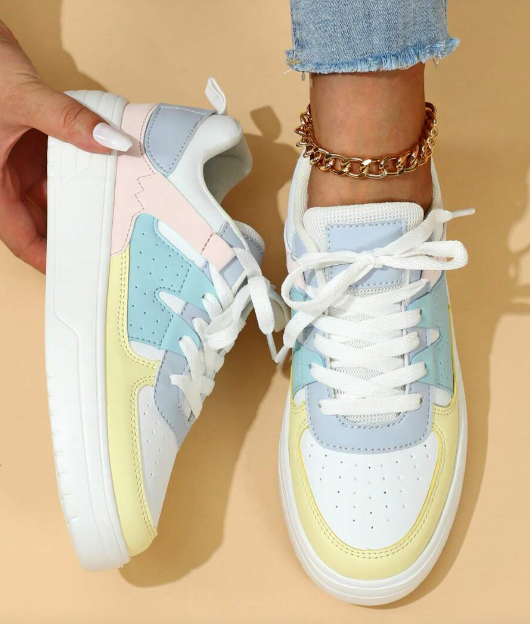 Weiß, Blau und Rosa Sneakers für Damen