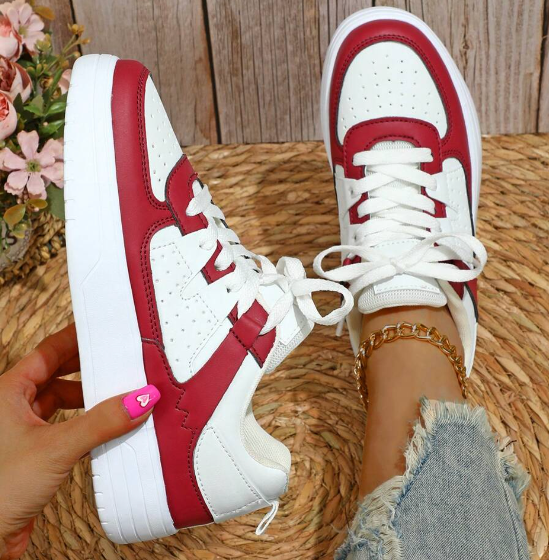 Weiß und Rot Sneakers für Damen