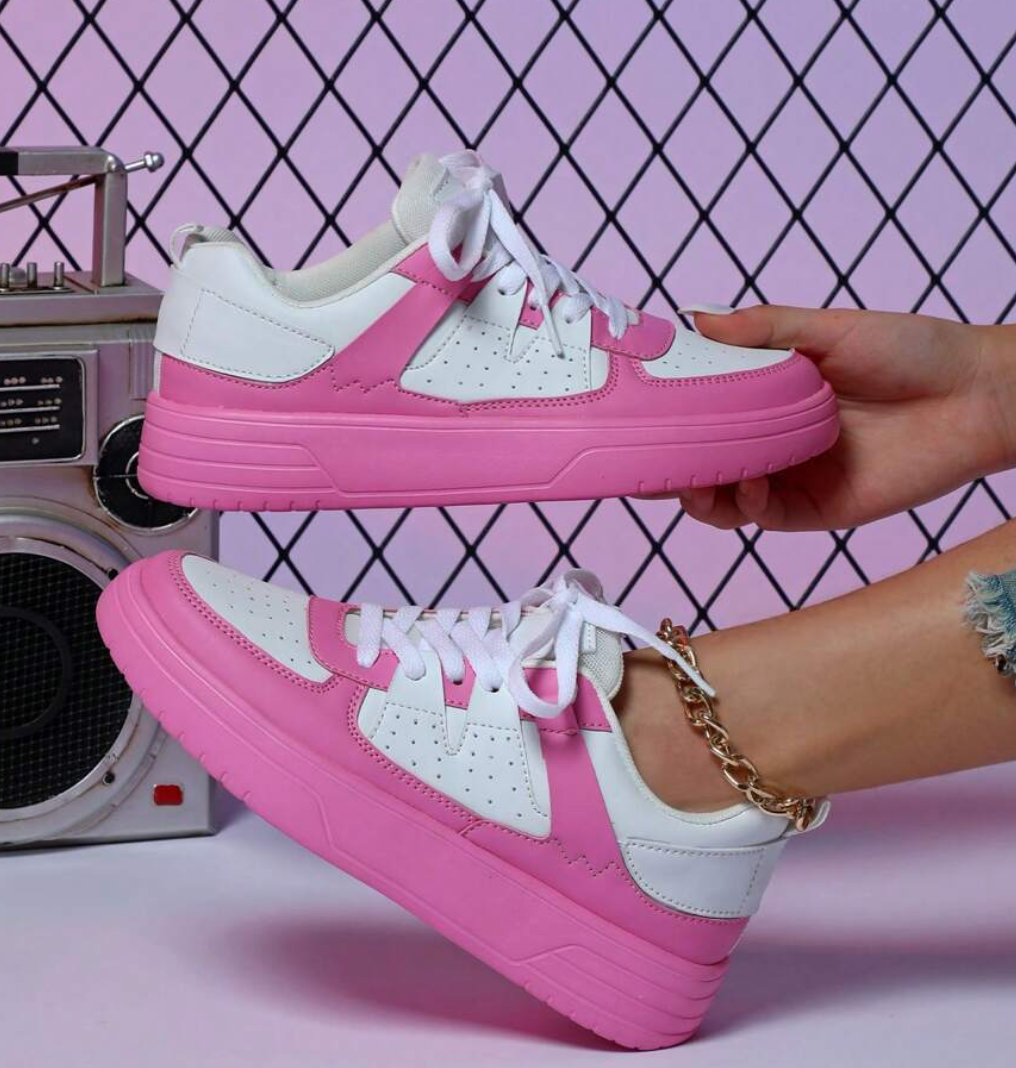 Weiß und Pink Sneakers für Damen