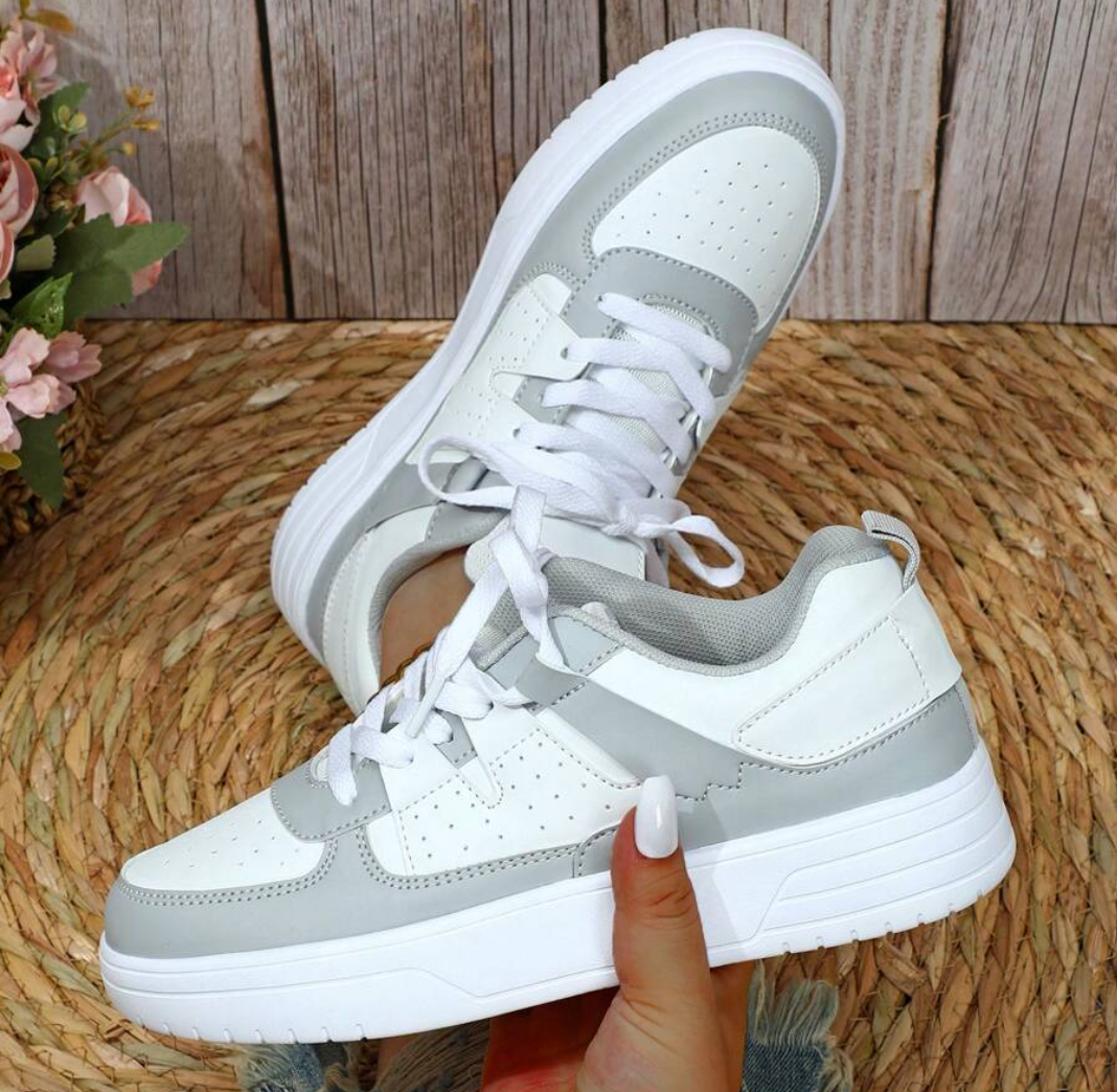 Weiß und Grau Sneakers für Damen