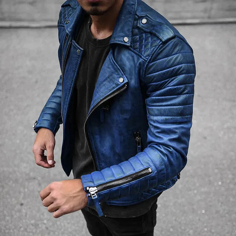 Blau Lederjacke für Herren