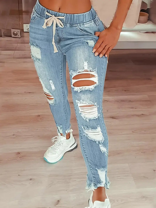 Amelia – röhrenjeans mit kordelzug und elastischem bund