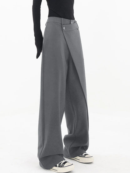 Leja - layered button hose mit weitem bein für frauen