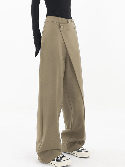 Leja - layered button hose mit weitem bein für frauen