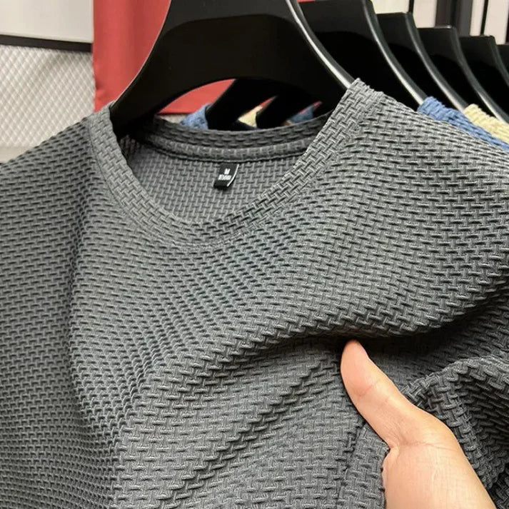 Grau kurzärmliges T-Shirt aus Eisseiden-Mesh für Herren