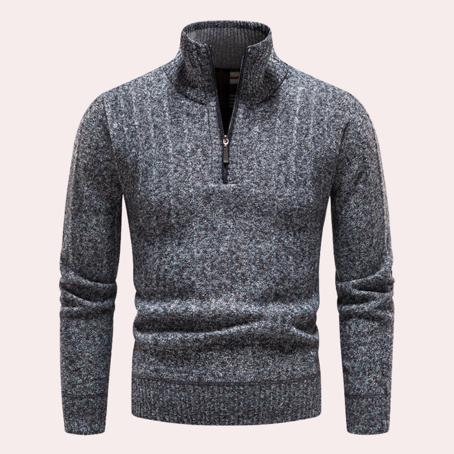 Warmer herrenpullover mit rollkragen und reißverschluss