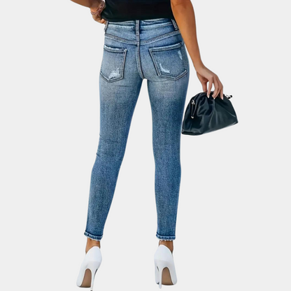 Ember - trendige skinny damenjeans mit modischen knöpfen