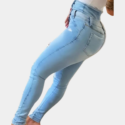 Trendige zerrissene jeans mit hoher taille für frauen - elizabete kollektion