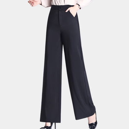 Weronika - stylische high-waist-hose mit fließenden beinen für damen