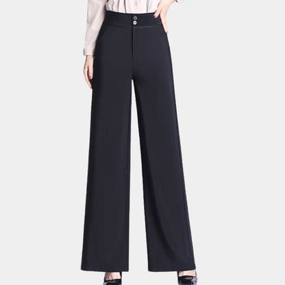 Weronika - stylische high-waist-hose mit fließenden beinen für damen