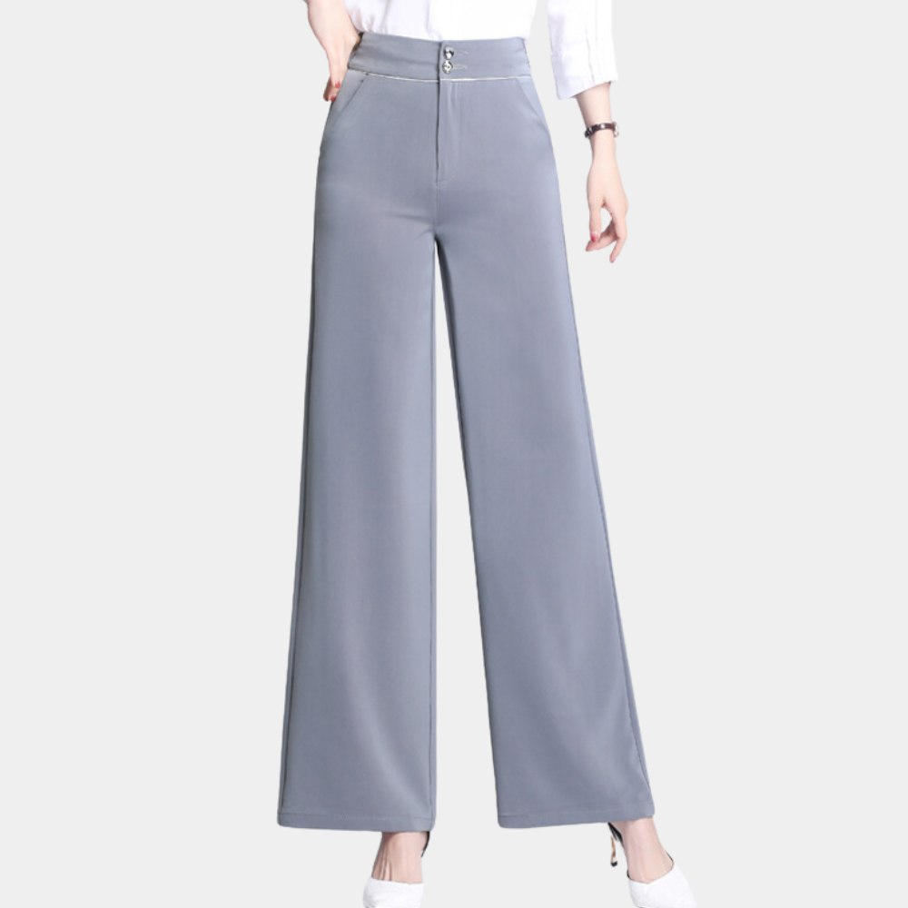 Weronika - stylische high-waist-hose mit fließenden beinen für damen