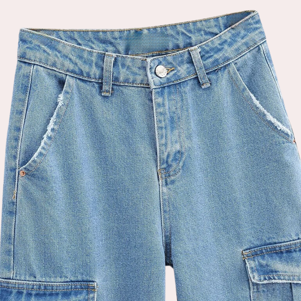 Mailani - trendige denim-cargo-hose für frauen