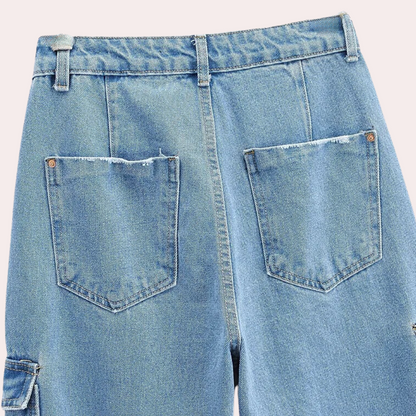 Mailani - trendige denim-cargo-hose für frauen