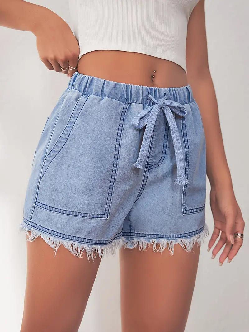 Eleanor – jeansshorts mit elastischem bund für frühling/sommer