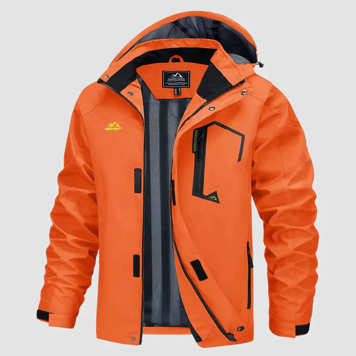 Orange wasserdichte Winterjacke mit Kapuze