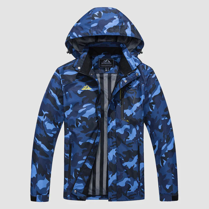 Blau wasserdichte Winterjacke mit Kapuze