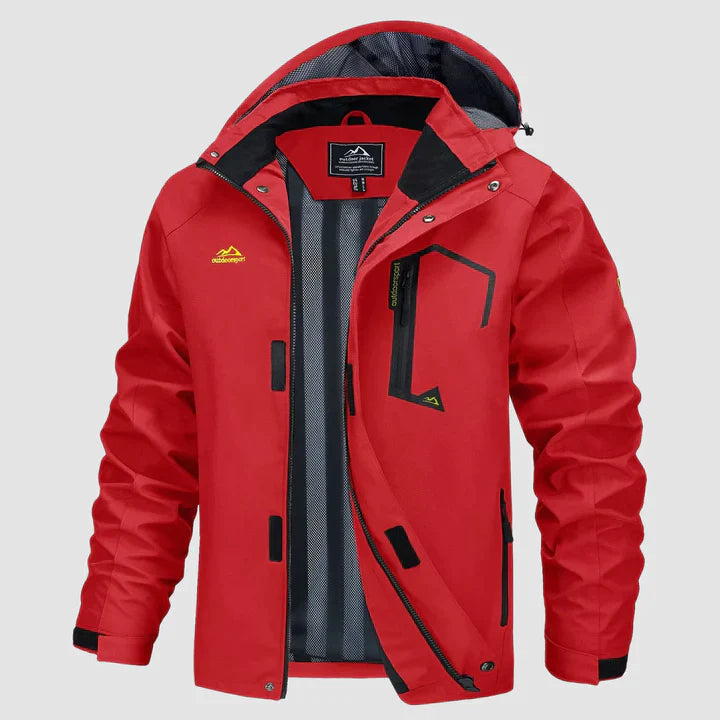 Rot wasserdichte Winterjacke mit Kapuze