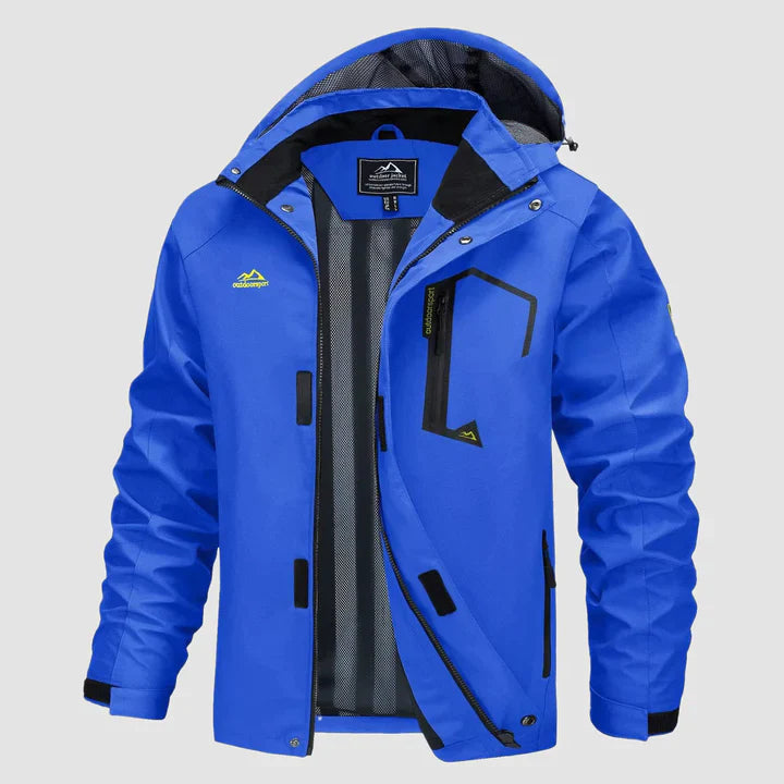 Blau wasserdichte Winterjacke mit Kapuze