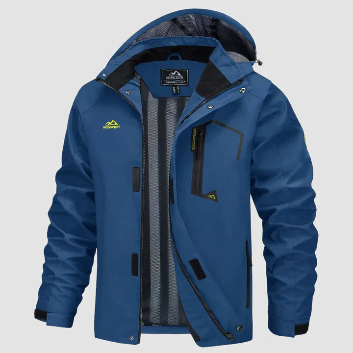 Blau wasserdichte Winterjacke mit Kapuze