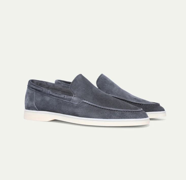 Dunkelgrau Leder-loafer für herren