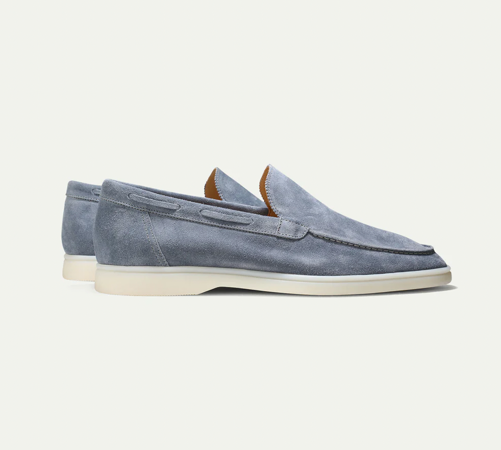 Grau Leder-loafer für herren