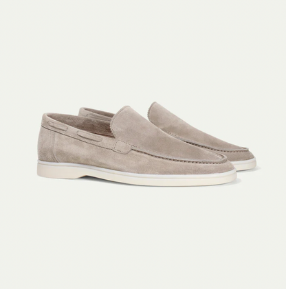 Beige Leder-loafer für herren