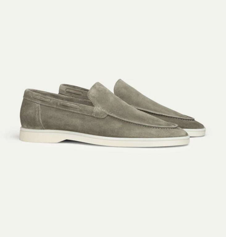 Khaki Leder-loafer für herren