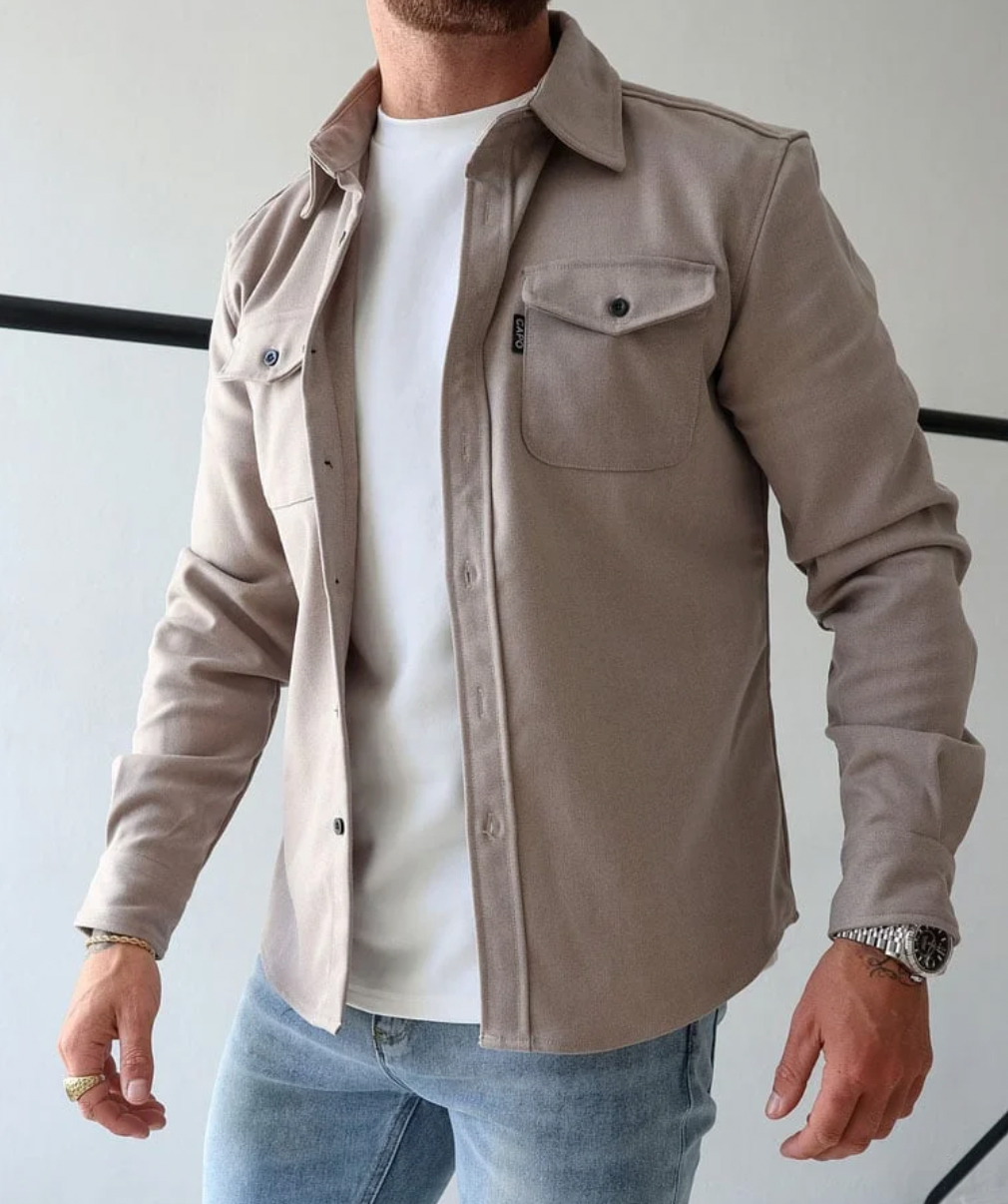 Beige Herren Hemd für den Herbst