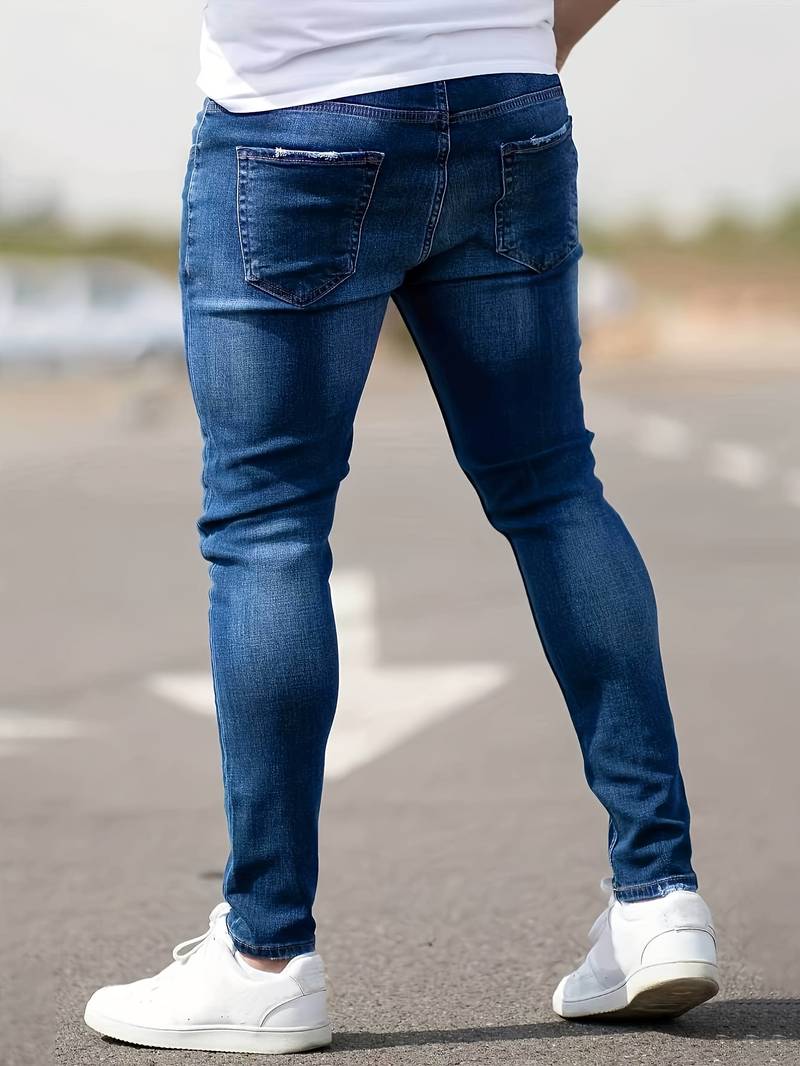 Marineblau Zerrissene Jeans für Herren