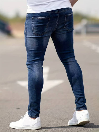 Lebendiges Blau Zerrissene Jeans für Herren