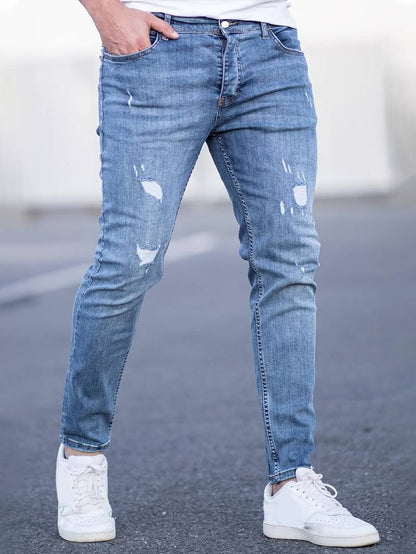 Hellblau Zerrissene Jeans für Herren