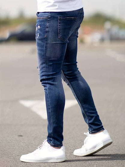 Lebendiges Blau Zerrissene Jeans für Herren