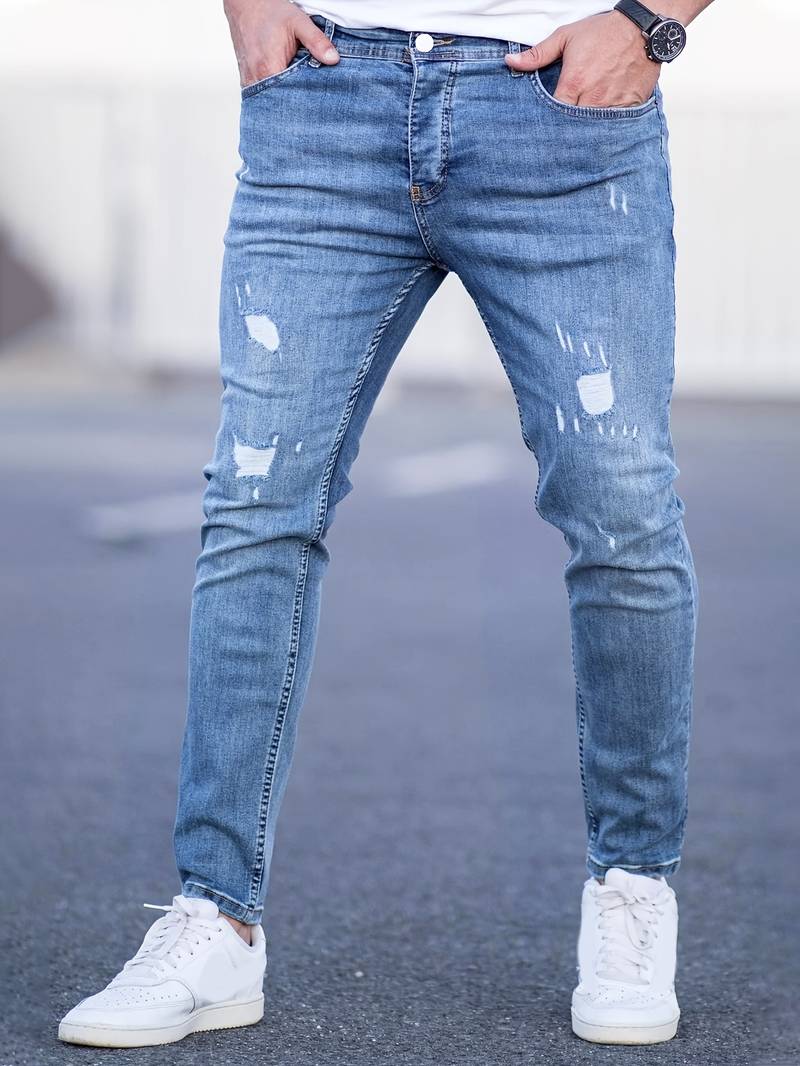 Hellblau Zerrissene Jeans für Herren