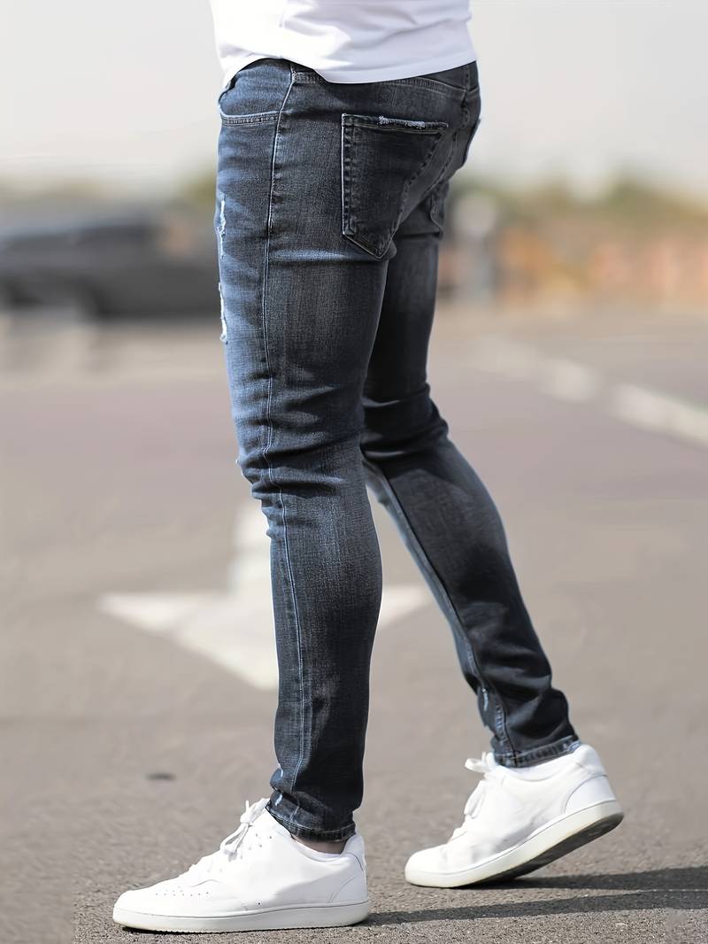 Grau Zerrissene Jeans für Herren