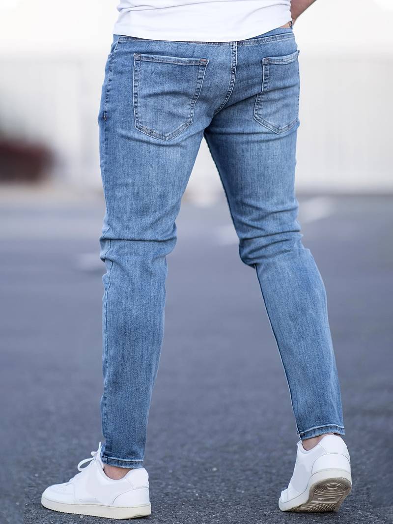 Hellblau Zerrissene Jeans für Herren