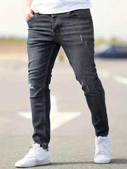 Grau Zerrissene Jeans für Herren