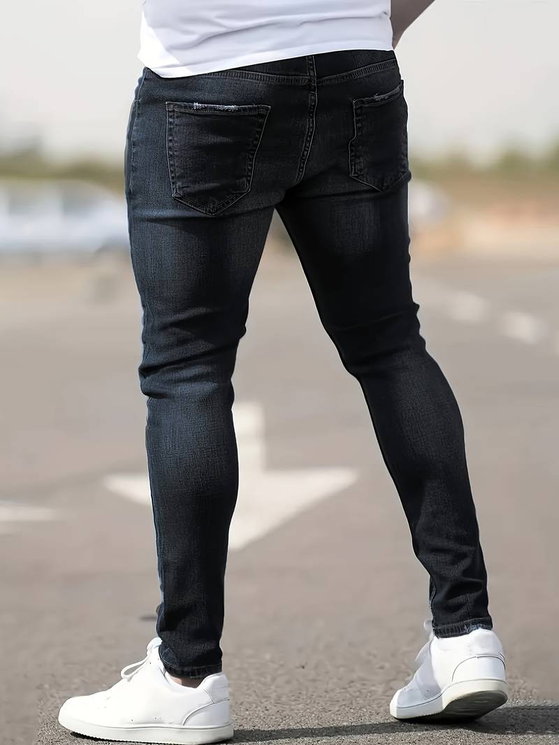 Schwarz Zerrissene Jeans für Herren