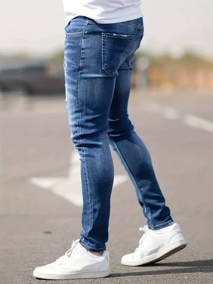 Lebendiges Blau Zerrissene Jeans für Herren