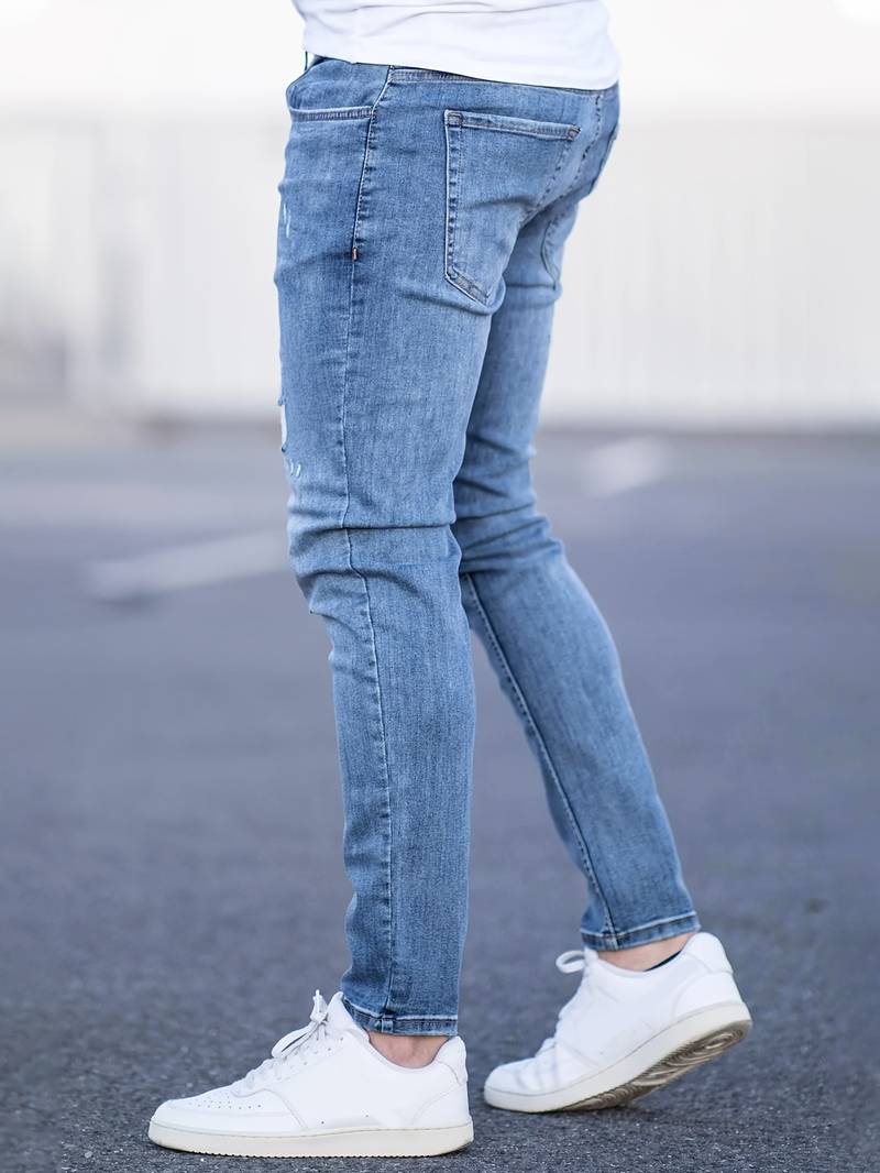 Hellblau Zerrissene Jeans für Herren