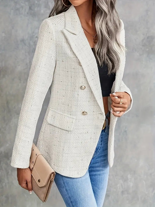 Beige Tweed Blazer für Damen