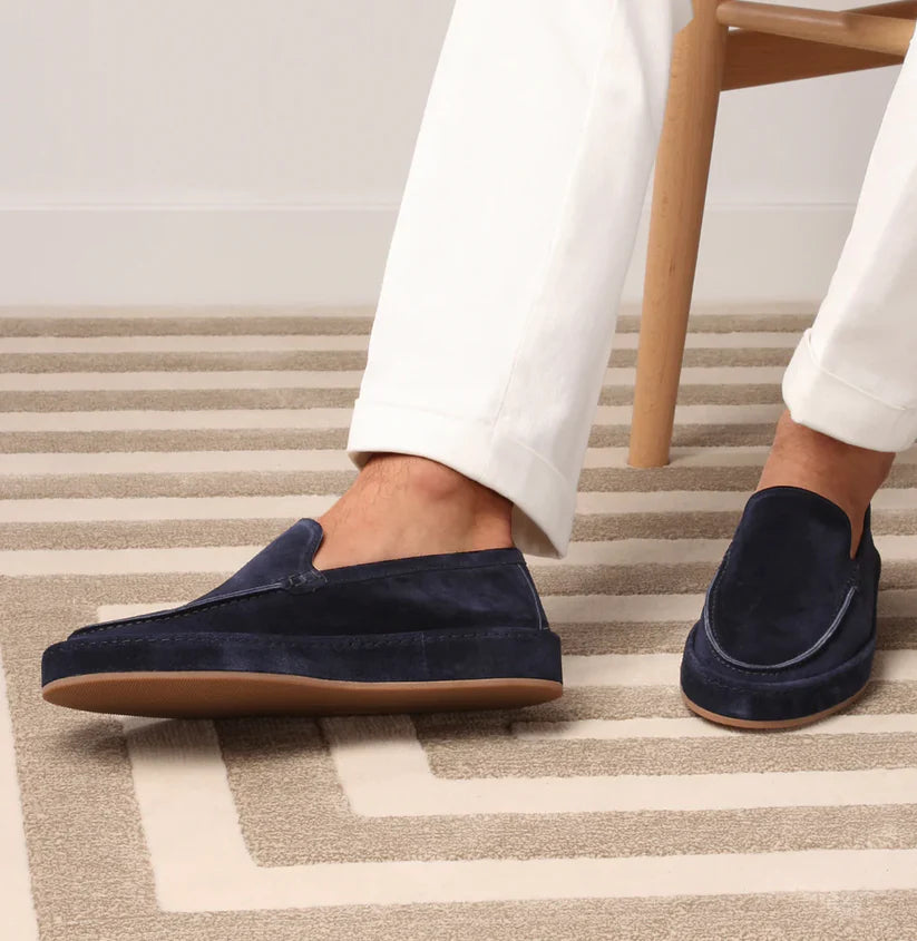 Dunkelblau Leder-Loafer Schuhe für Herren