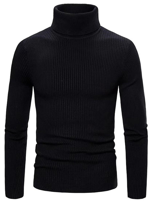 Schwarze Wollpullover mit Kragen für Herren