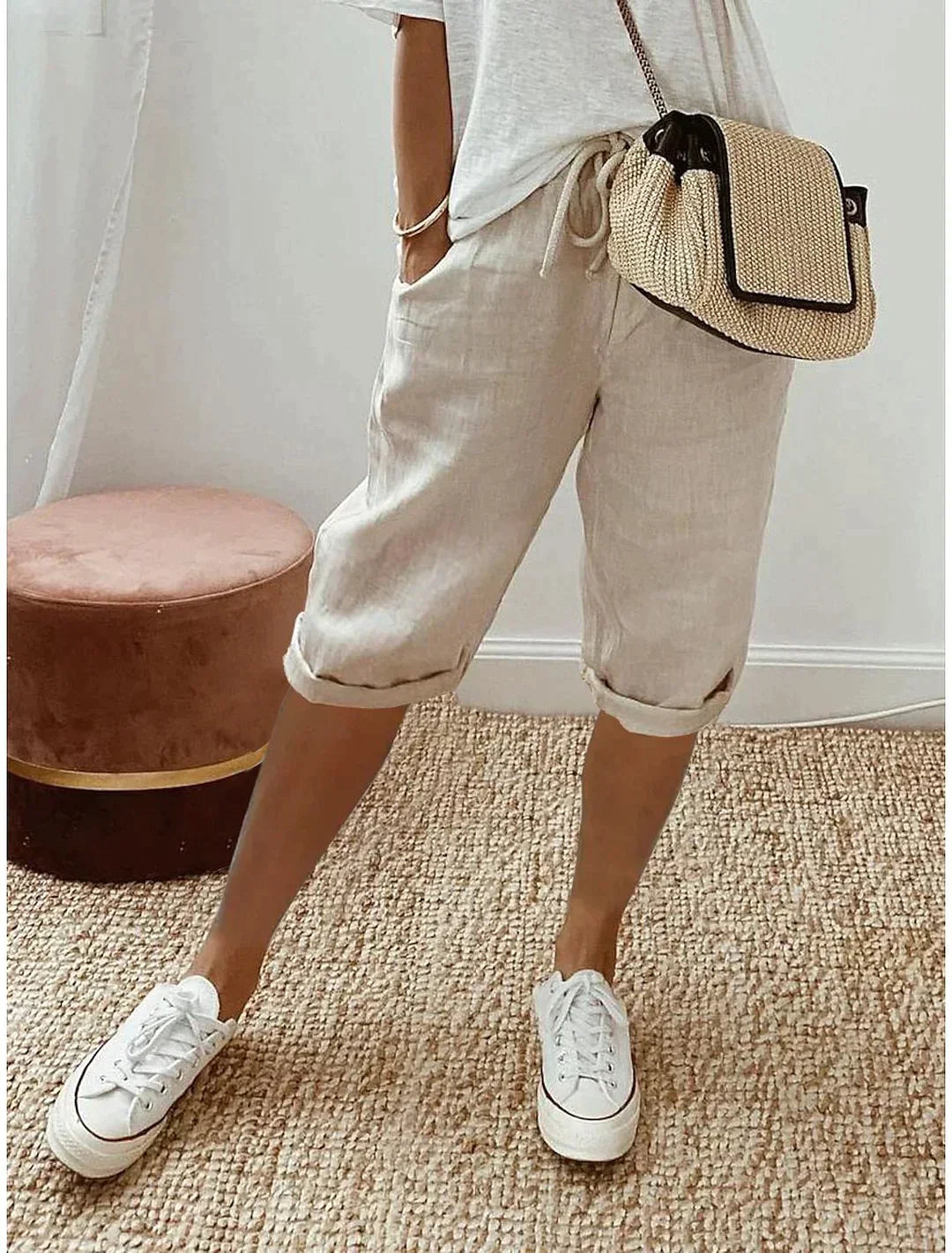 Leinenhose beige für Damen