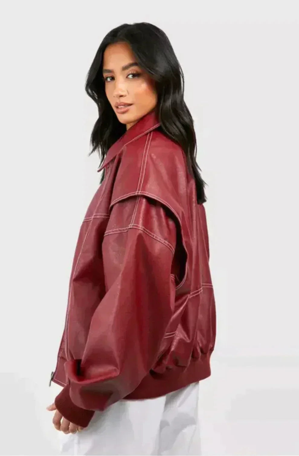 Vera - trendige rote damenjacke im oversize-fit